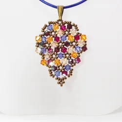 Pendant 30cm - Malvina Grapes-Purple Leather - Pendant 30cm - Laiton bronze